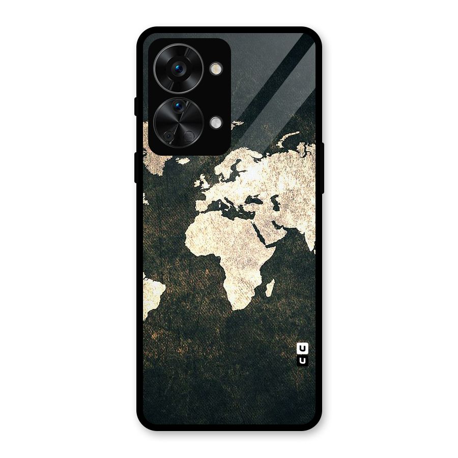 Green Gold Map Design Glass Back Case for OnePlus Nord 2T