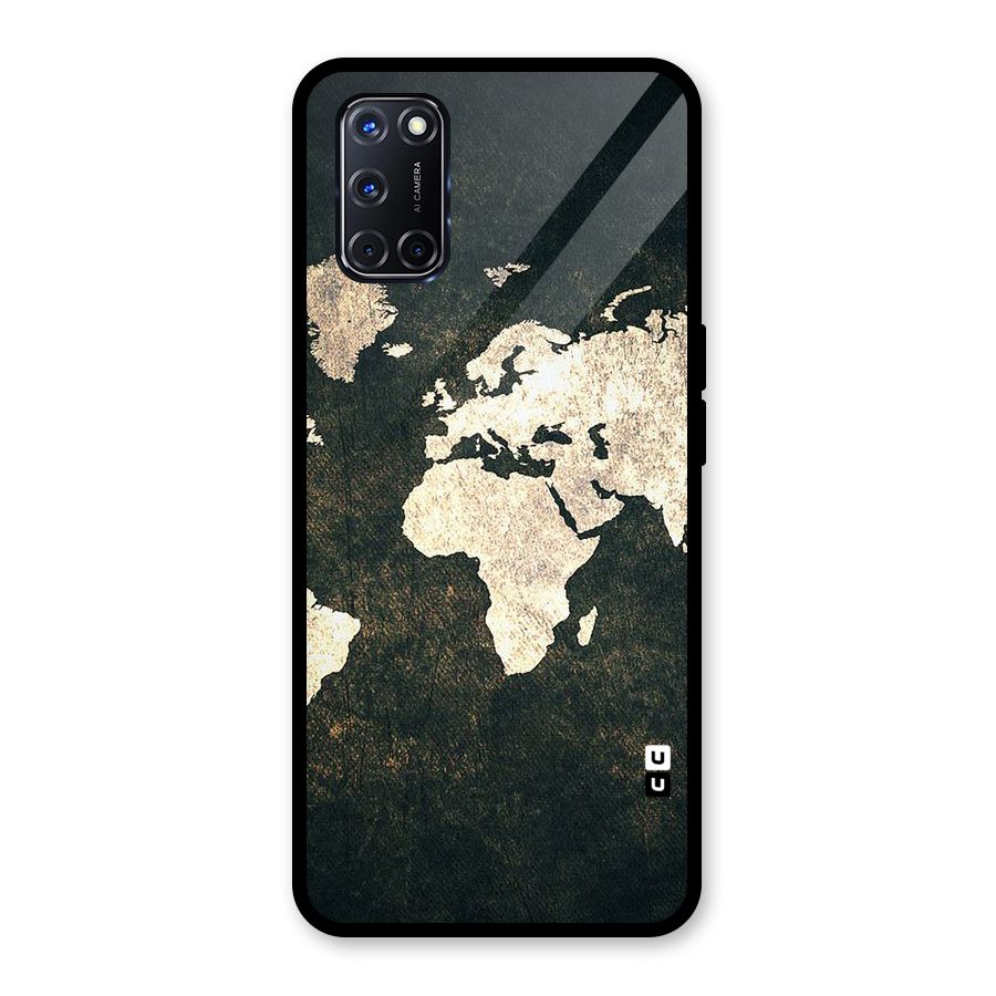 Green Gold Map Design Glass Back Case for Oppo A52