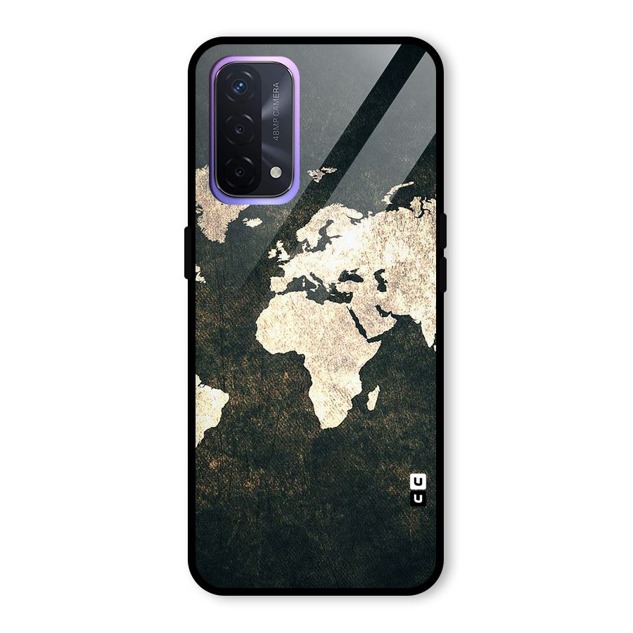 Green Gold Map Design Glass Back Case for Oppo A74 5G