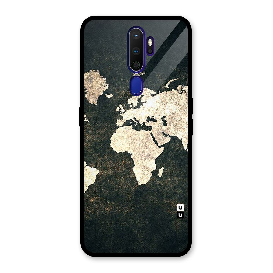 Green Gold Map Design Glass Back Case for Oppo A9 (2020)