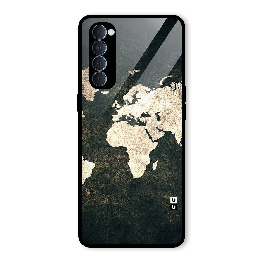 Green Gold Map Design Glass Back Case for Oppo Reno4 Pro