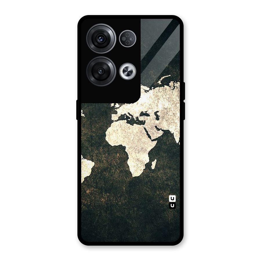 Green Gold Map Design Glass Back Case for Oppo Reno8 Pro 5G