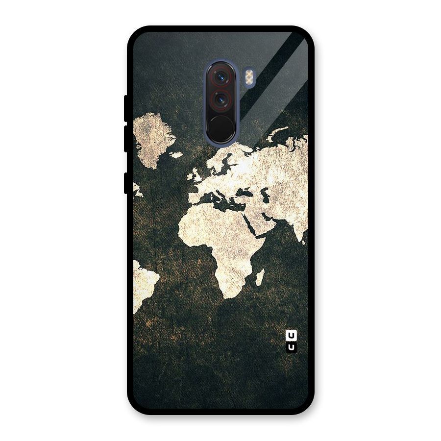 Green Gold Map Design Glass Back Case for Poco F1
