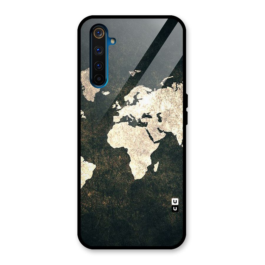 Green Gold Map Design Glass Back Case for Realme 6 Pro