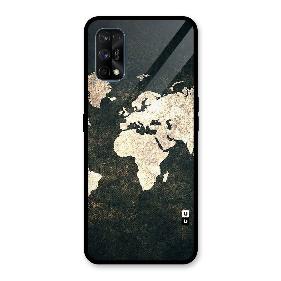 Green Gold Map Design Glass Back Case for Realme 7 Pro