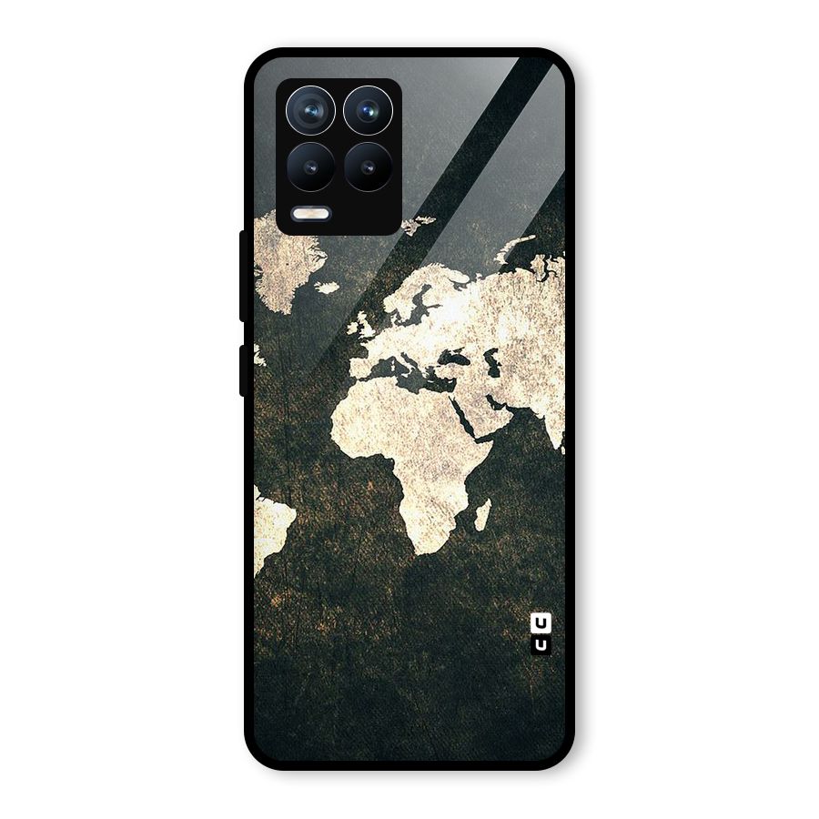 Green Gold Map Design Glass Back Case for Realme 8