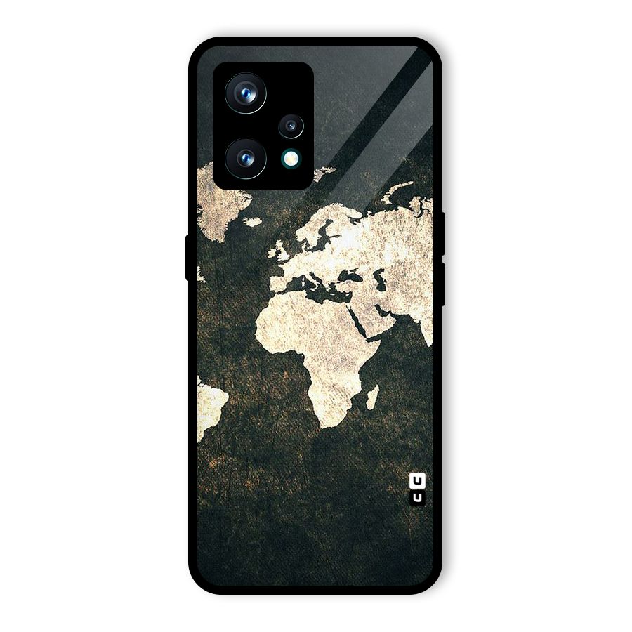 Green Gold Map Design Glass Back Case for Realme 9 Pro Plus 5G