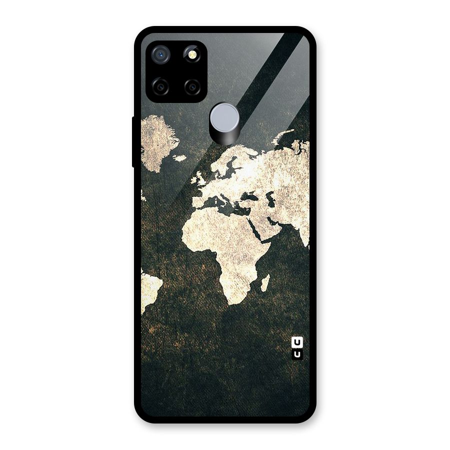Green Gold Map Design Glass Back Case for Realme C15