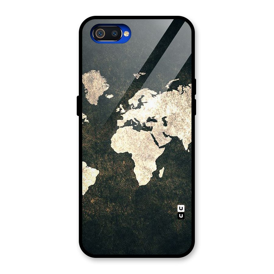 Green Gold Map Design Glass Back Case for Realme C2