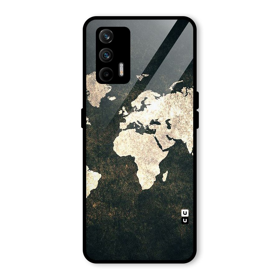 Green Gold Map Design Glass Back Case for Realme GT 5G