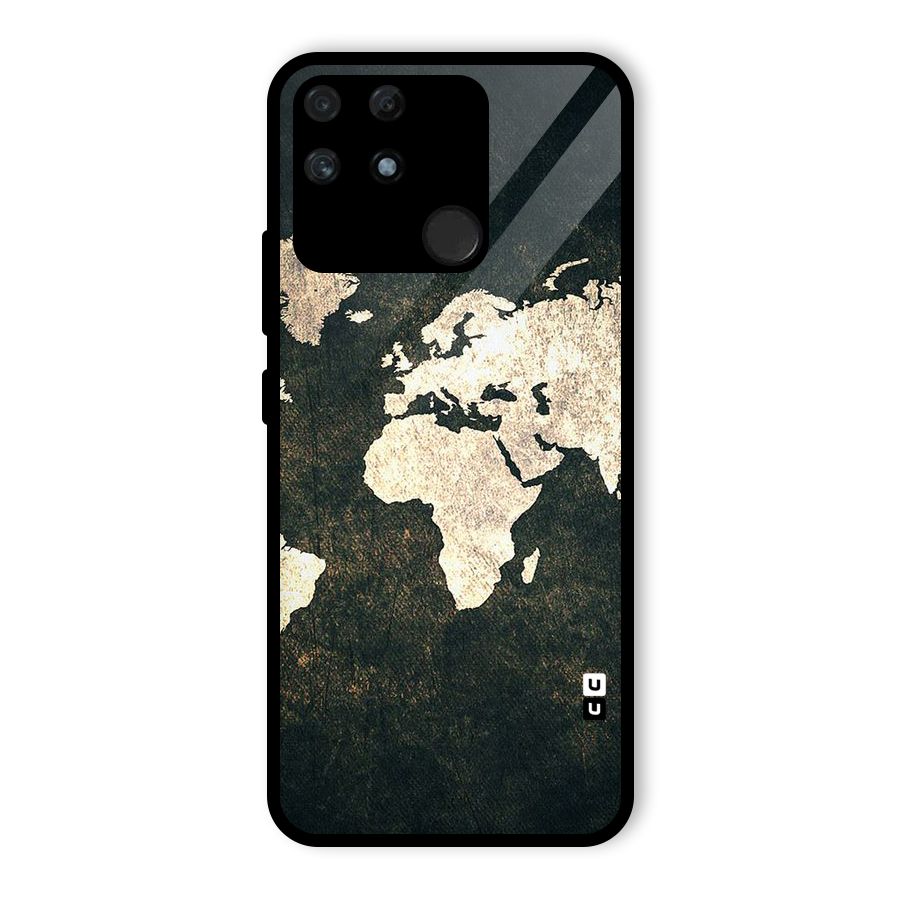 Green Gold Map Design Glass Back Case for Realme Narzo 50A