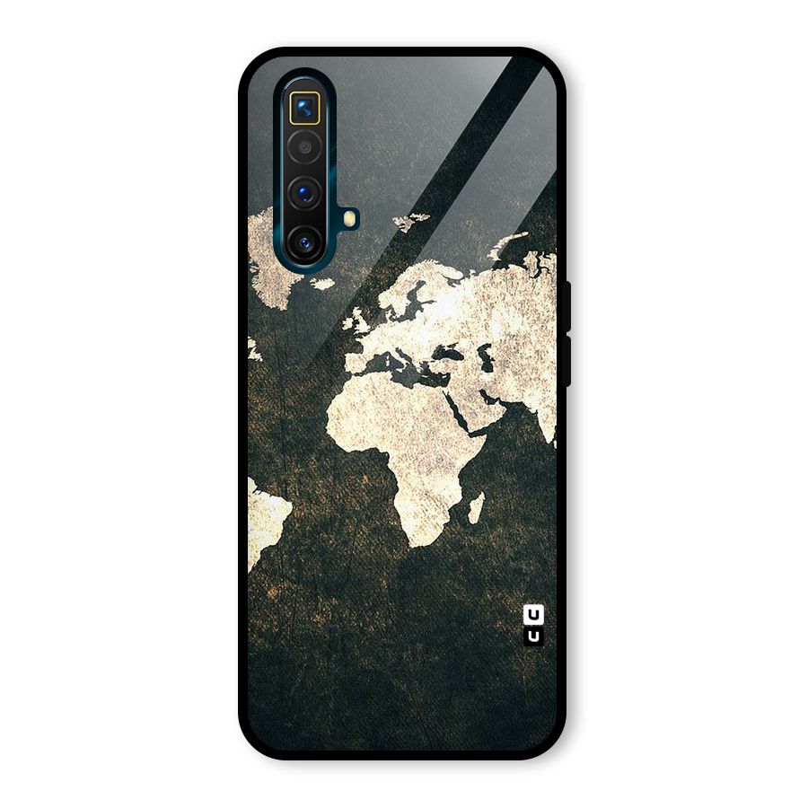Green Gold Map Design Glass Back Case for Realme X3 SuperZoom