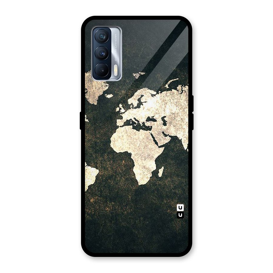 Green Gold Map Design Glass Back Case for Realme X7