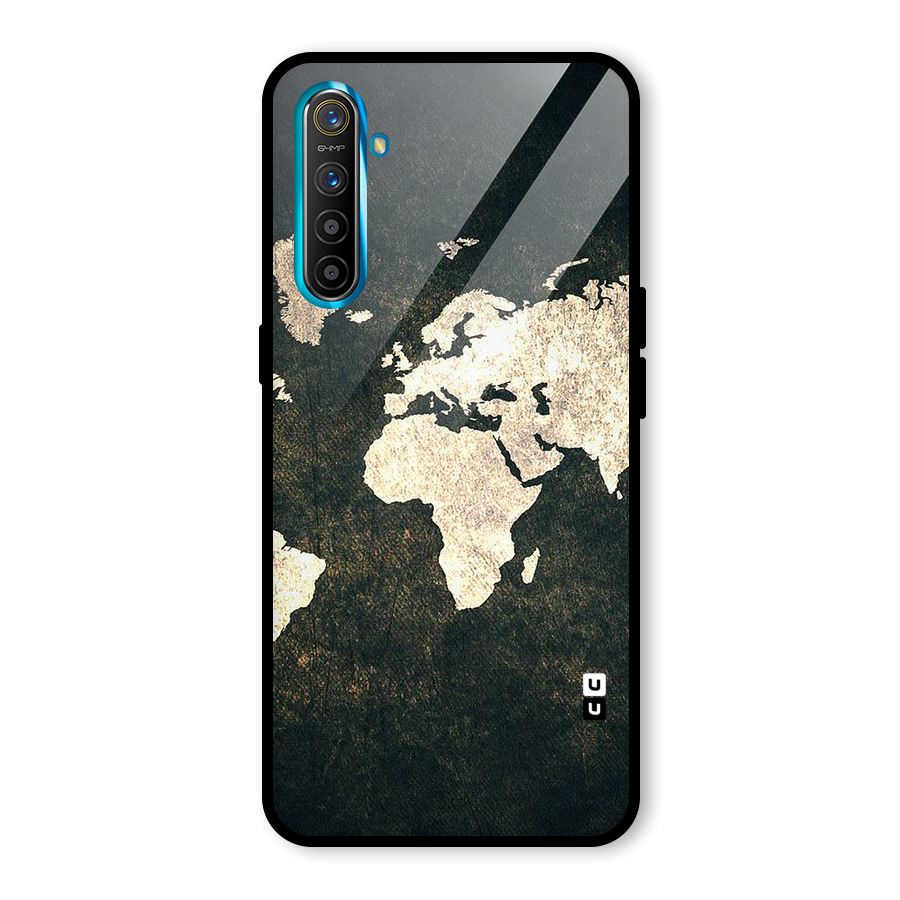 Green Gold Map Design Glass Back Case for Realme XT