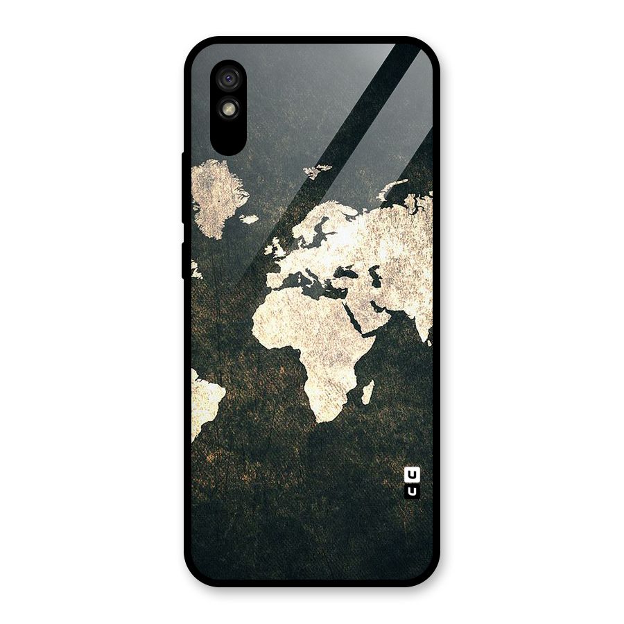 Green Gold Map Design Glass Back Case for Redmi 9A