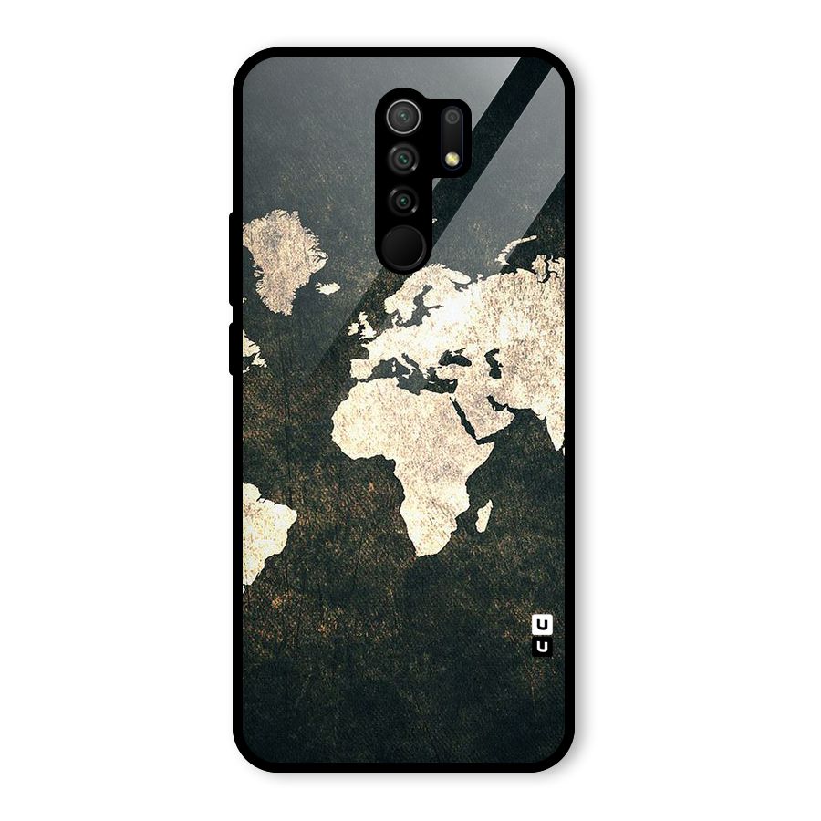 Green Gold Map Design Glass Back Case for Redmi 9 Prime