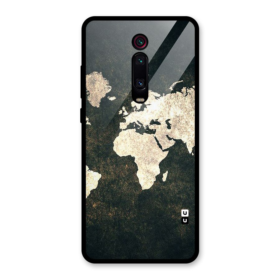 Green Gold Map Design Glass Back Case for Redmi K20