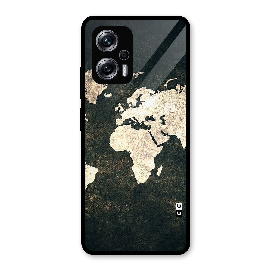 Green Gold Map Design Glass Back Case for Redmi K50i