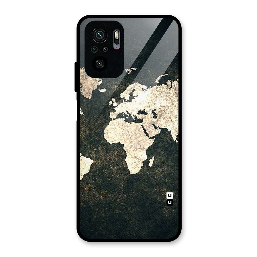 Green Gold Map Design Glass Back Case for Redmi Note 10S