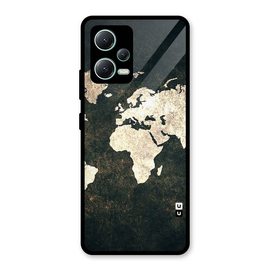 Green Gold Map Design Glass Back Case for Redmi Note 12 5G