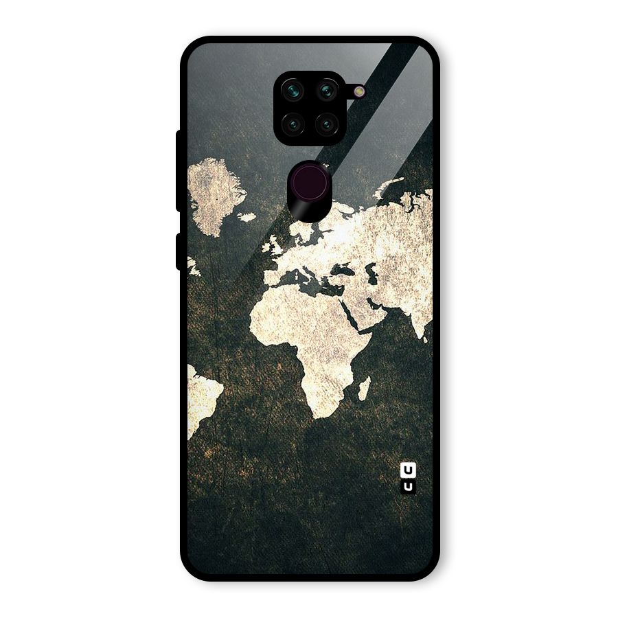 Green Gold Map Design Glass Back Case for Redmi Note 9