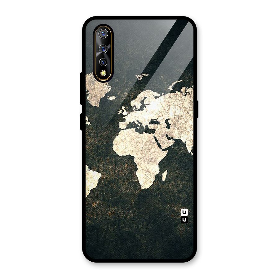 Green Gold Map Design Glass Back Case for Vivo S1