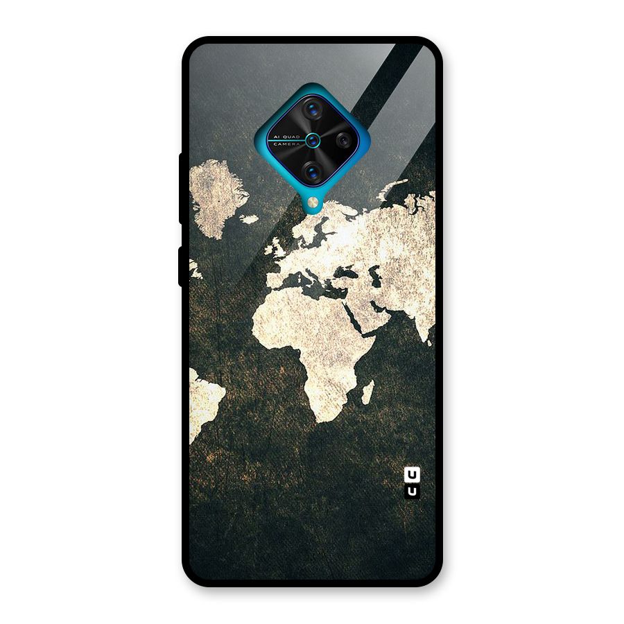 Green Gold Map Design Glass Back Case for Vivo S1 Pro