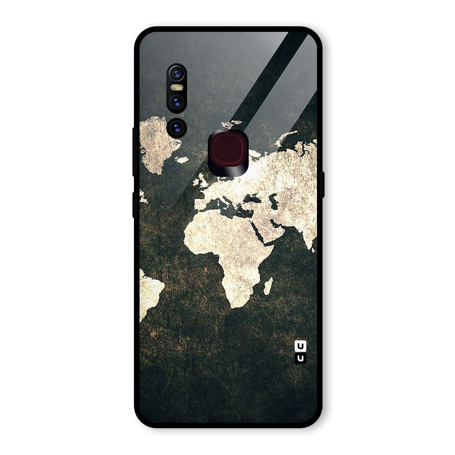 Green Gold Map Design Glass Back Case for Vivo V15