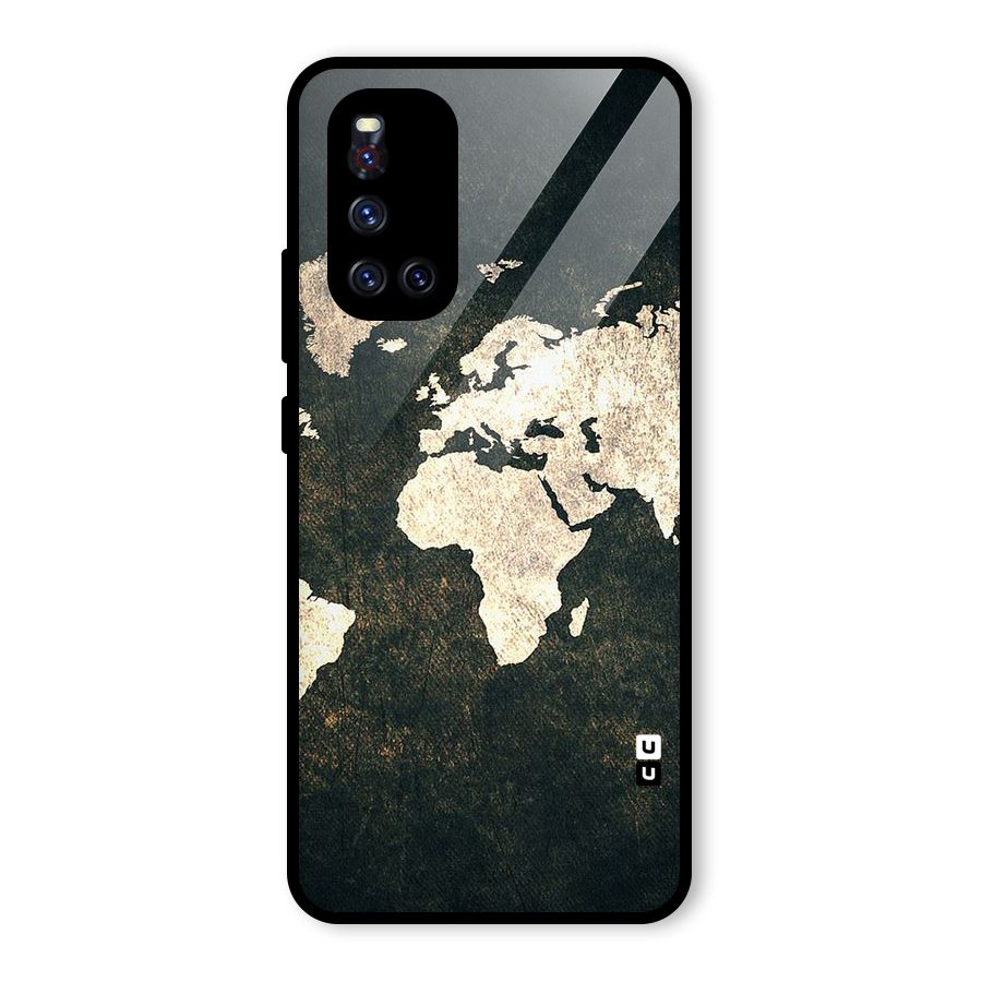 Green Gold Map Design Glass Back Case for Vivo V19