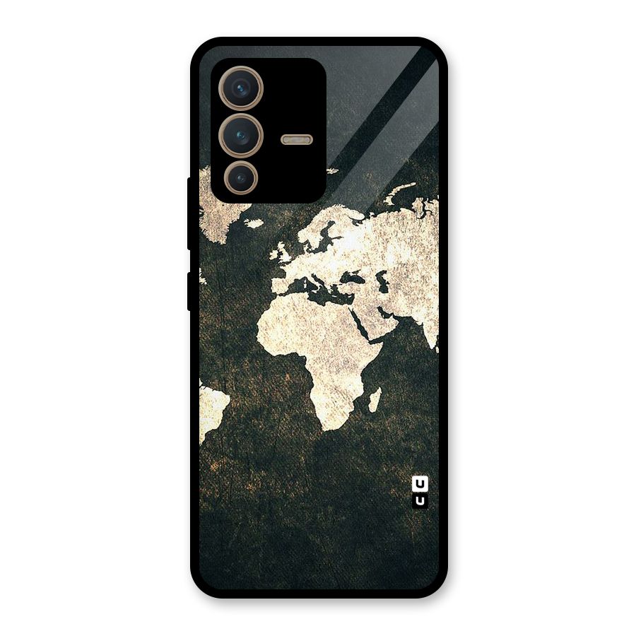 Green Gold Map Design Glass Back Case for Vivo V23 5G
