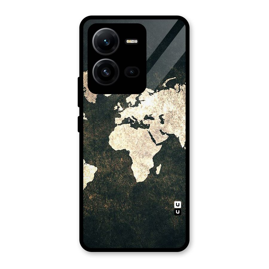 Green Gold Map Design Glass Back Case for Vivo V25