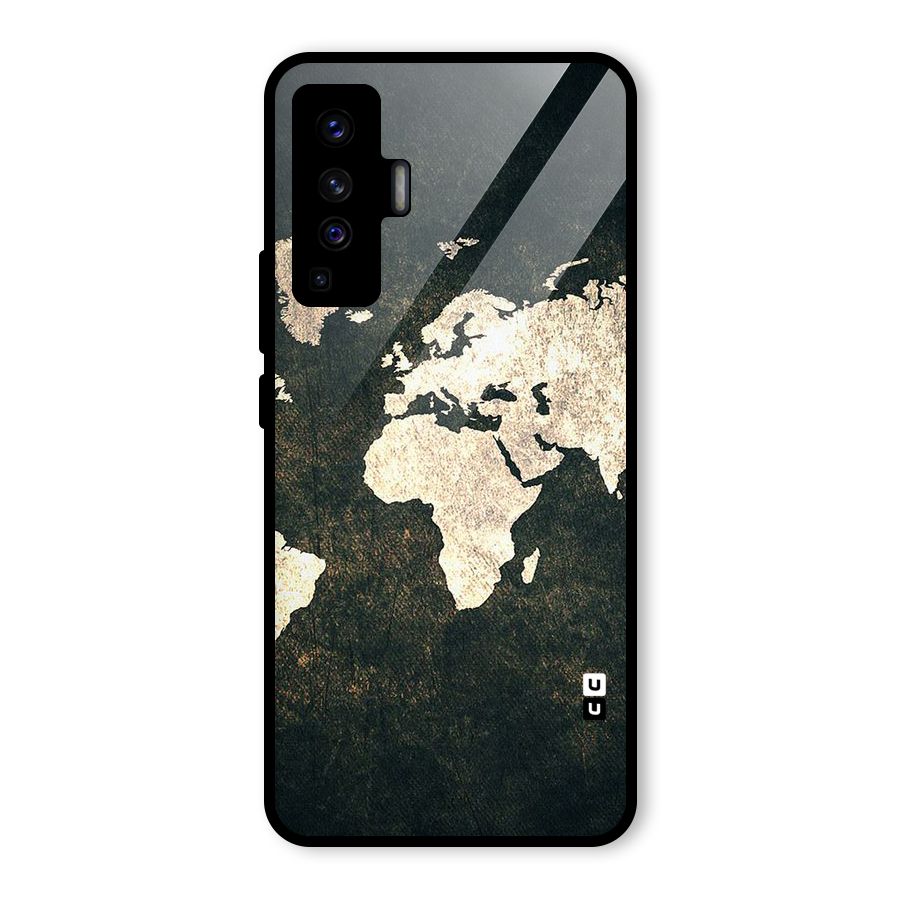 Green Gold Map Design Glass Back Case for Vivo X50