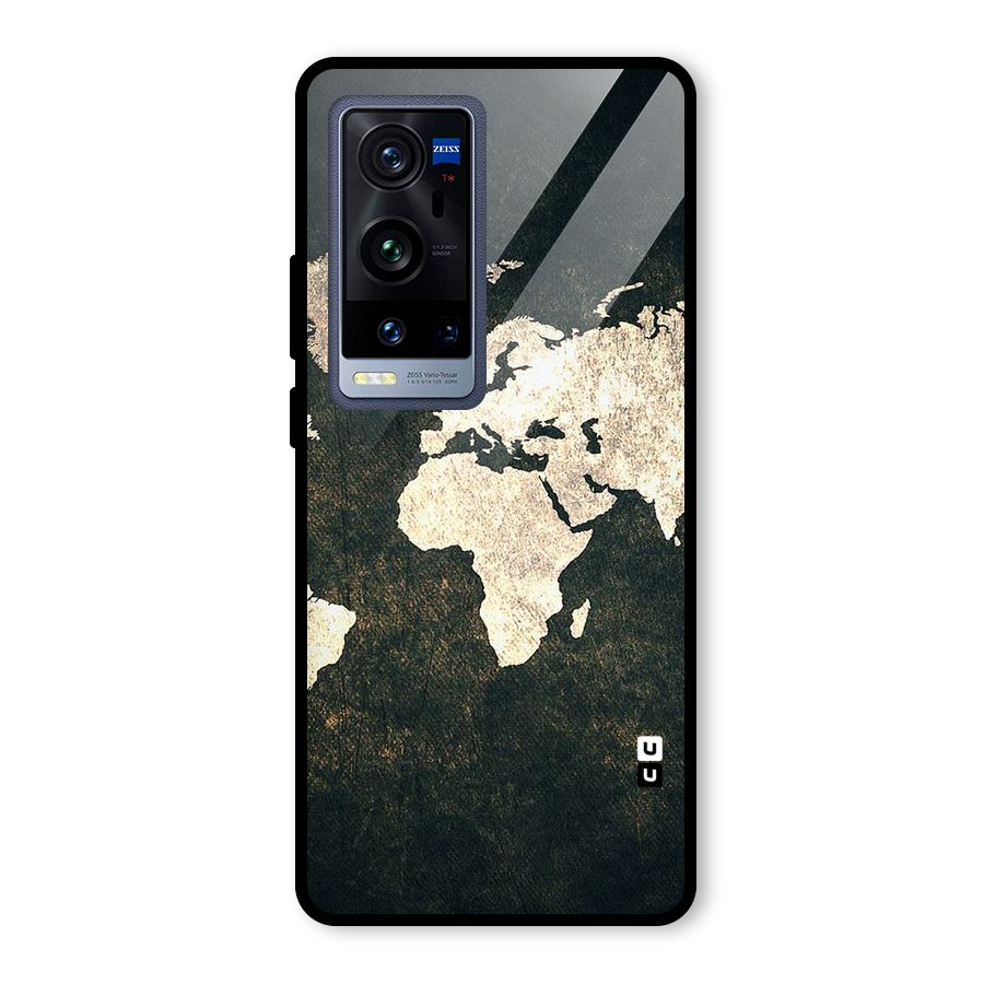 Green Gold Map Design Glass Back Case for Vivo X60 Pro Plus