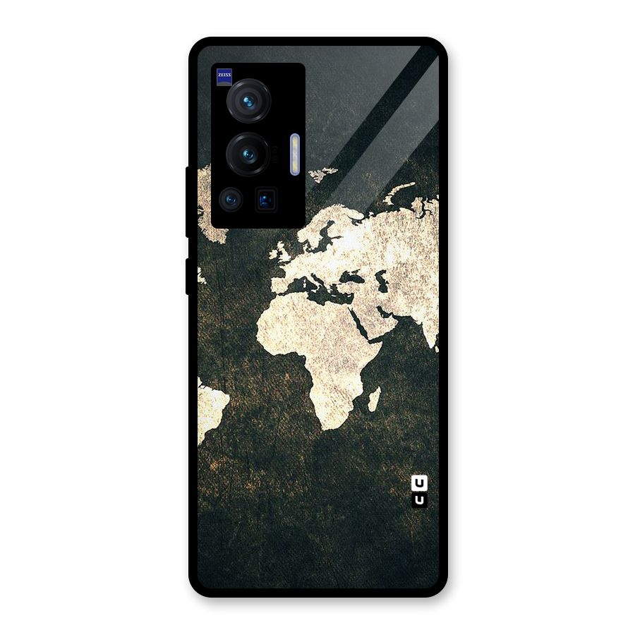 Green Gold Map Design Glass Back Case for Vivo X70 Pro