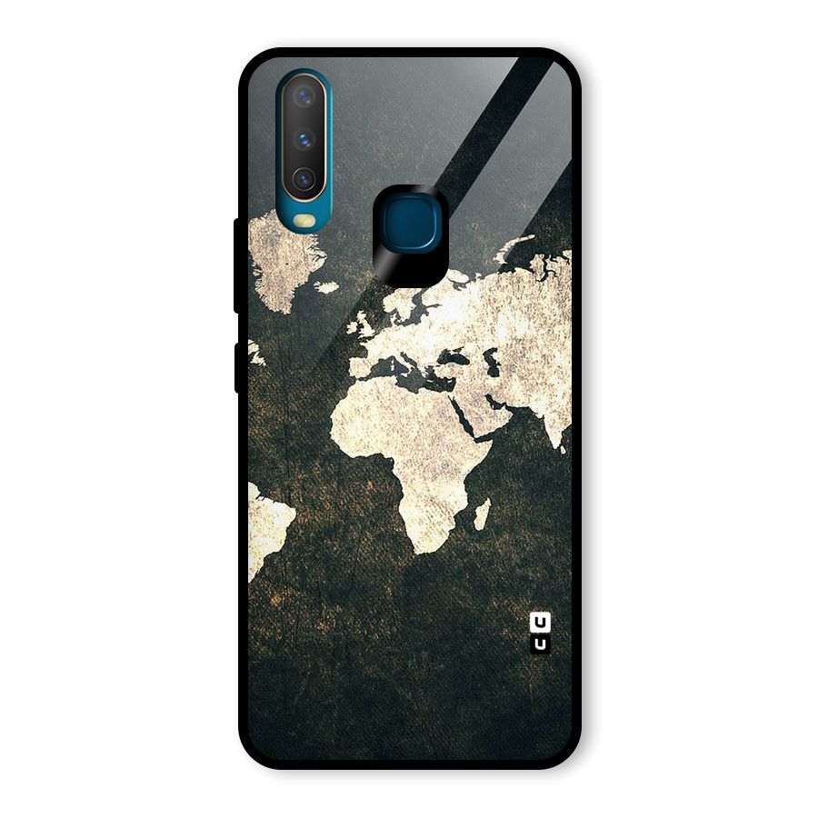 Green Gold Map Design Glass Back Case for Vivo Y17