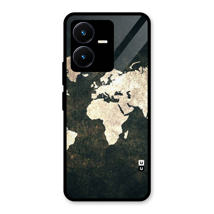 Green Gold Map Design Glass Back Case for Vivo Y22