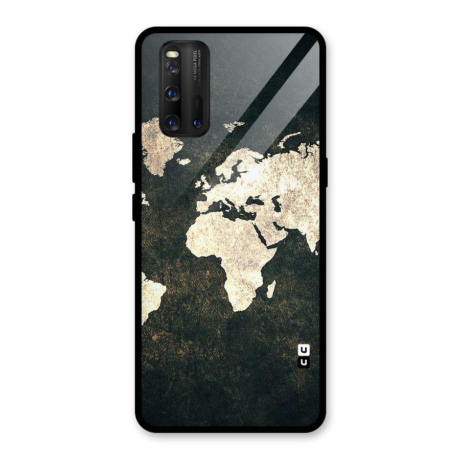 Green Gold Map Design Glass Back Case for Vivo iQOO 3
