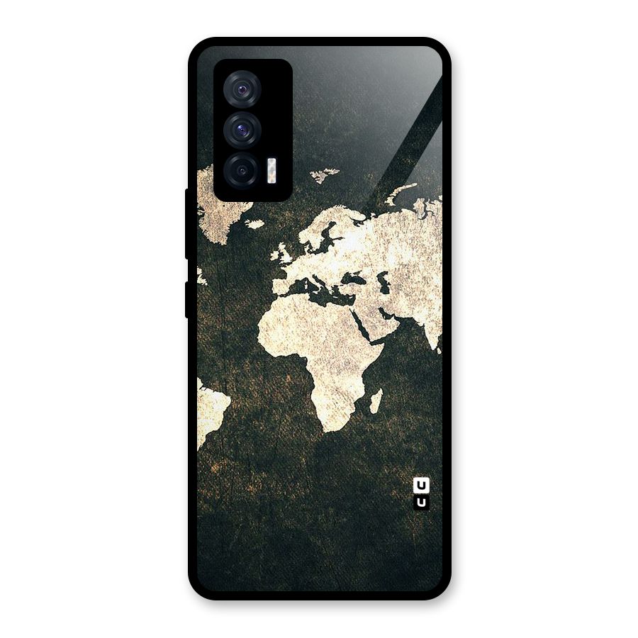 Green Gold Map Design Glass Back Case for Vivo iQOO 7 5G