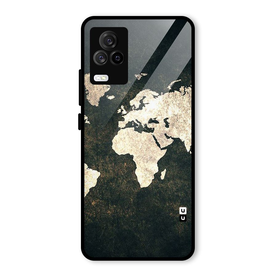 Green Gold Map Design Glass Back Case for Vivo iQOO 7 Legend 5G