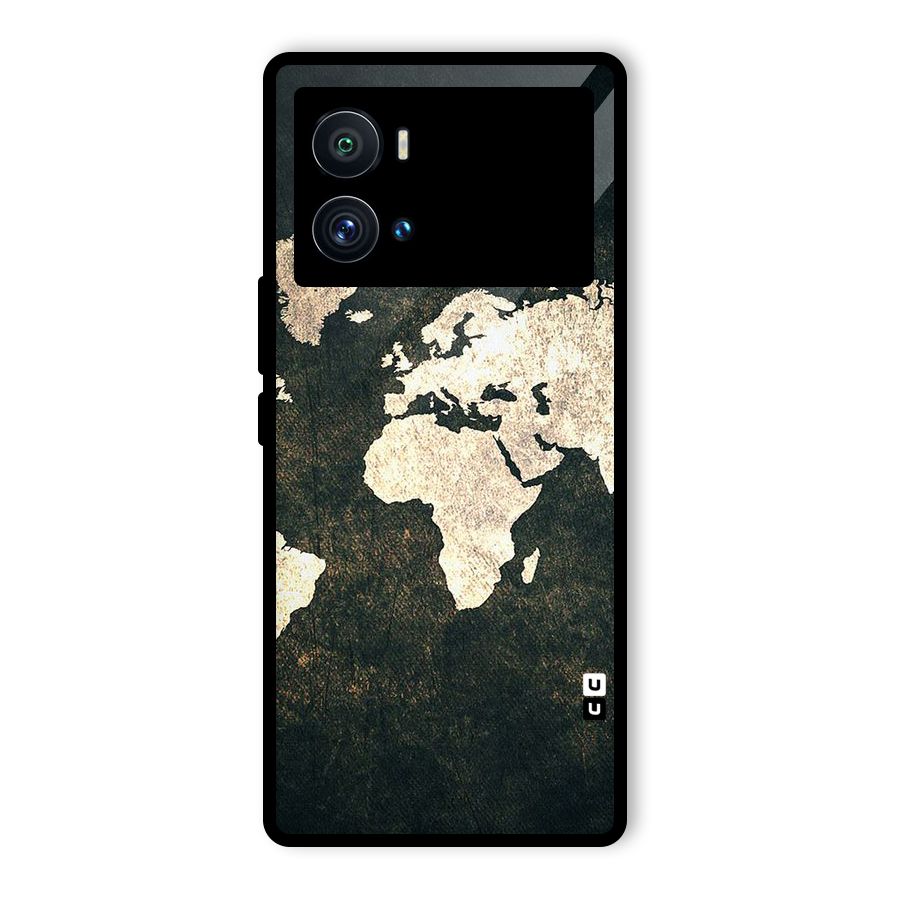 Green Gold Map Design Glass Back Case for Vivo iQOO 9 Pro