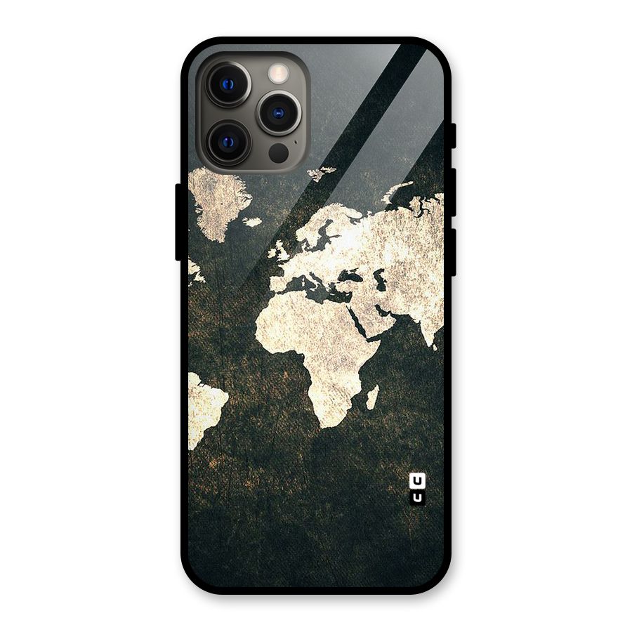 Green Gold Map Design Glass Back Case for iPhone 12 Pro Max