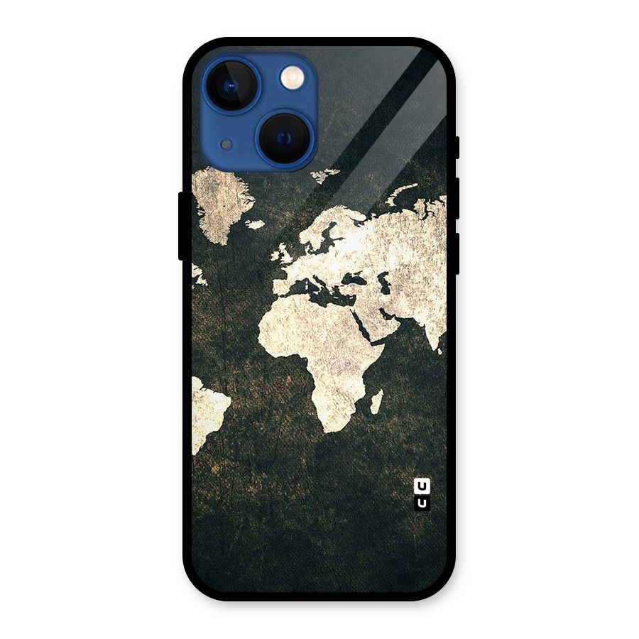 Green Gold Map Design Glass Back Case for iPhone 13 Mini