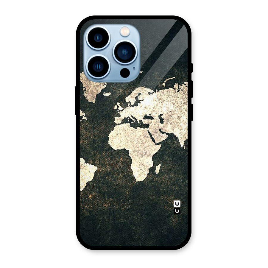 Green Gold Map Design Glass Back Case for iPhone 13 Pro
