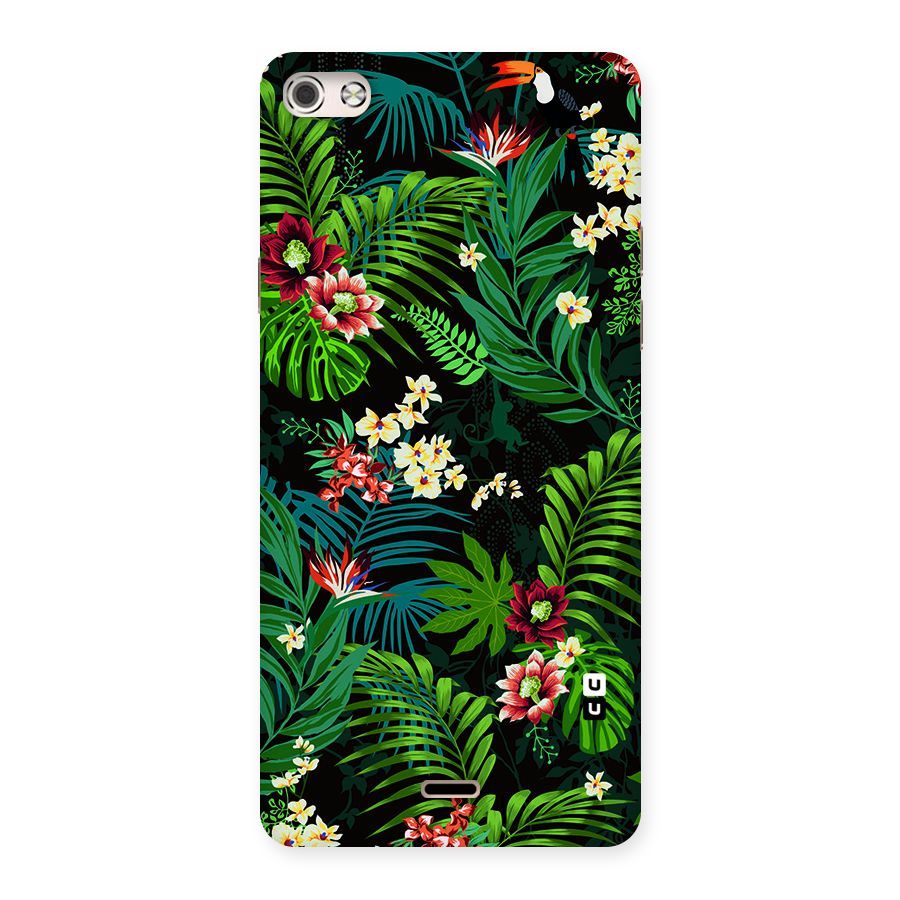 Green Leaf Design Back Case for Micromax Canvas Silver 5