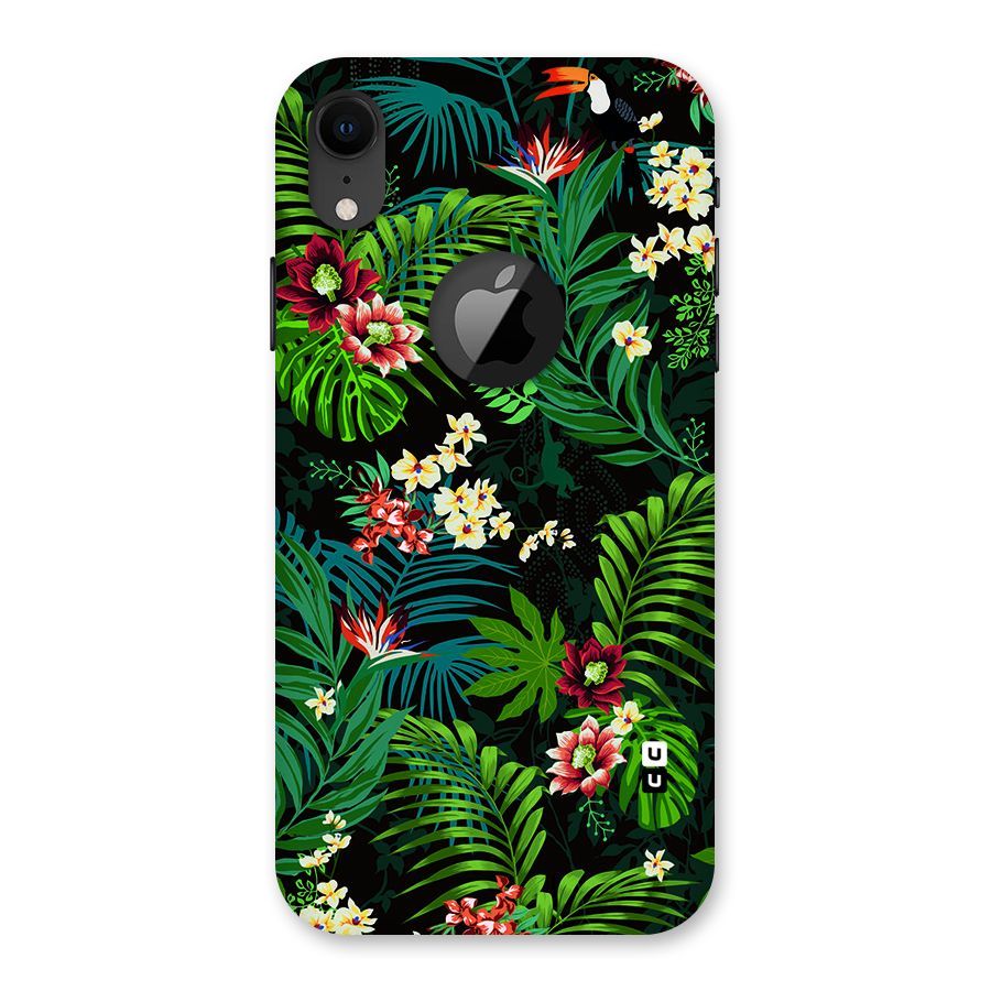 Green Leaf Design Back Case for iPhone XR Logo Cut