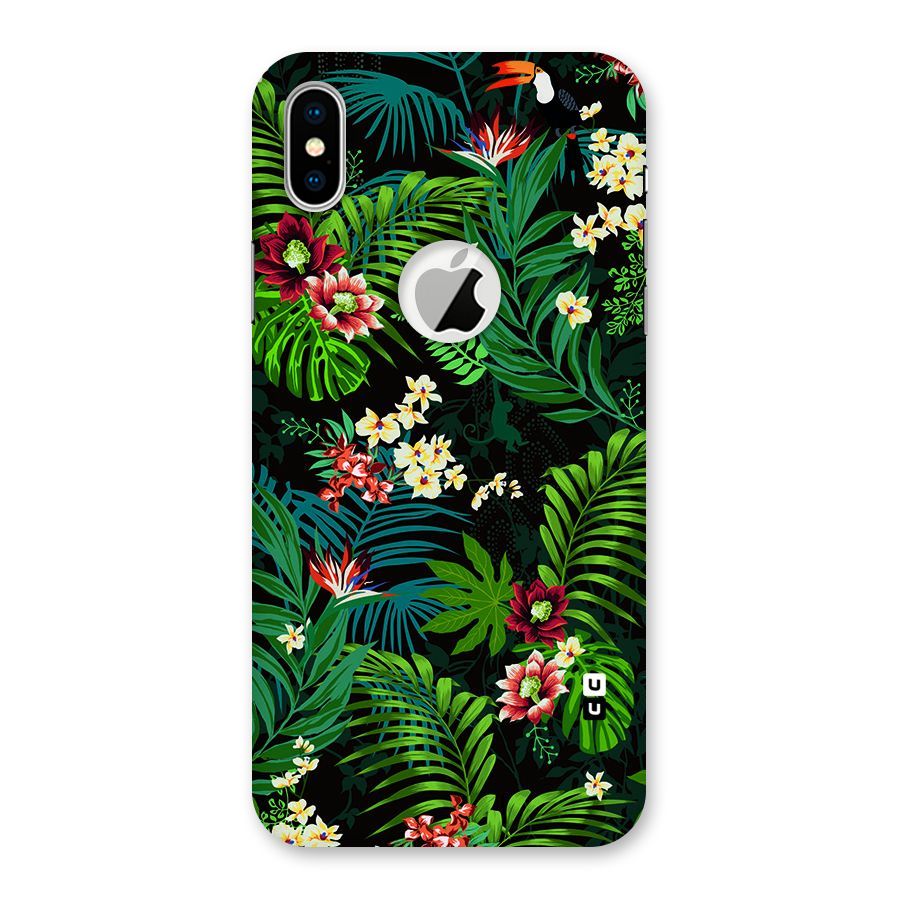 Green Leaf Design Back Case for iPhone XS Logo Cut