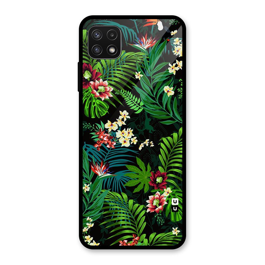 Green Leaf Design Glass Back Case for Galaxy A22 5G
