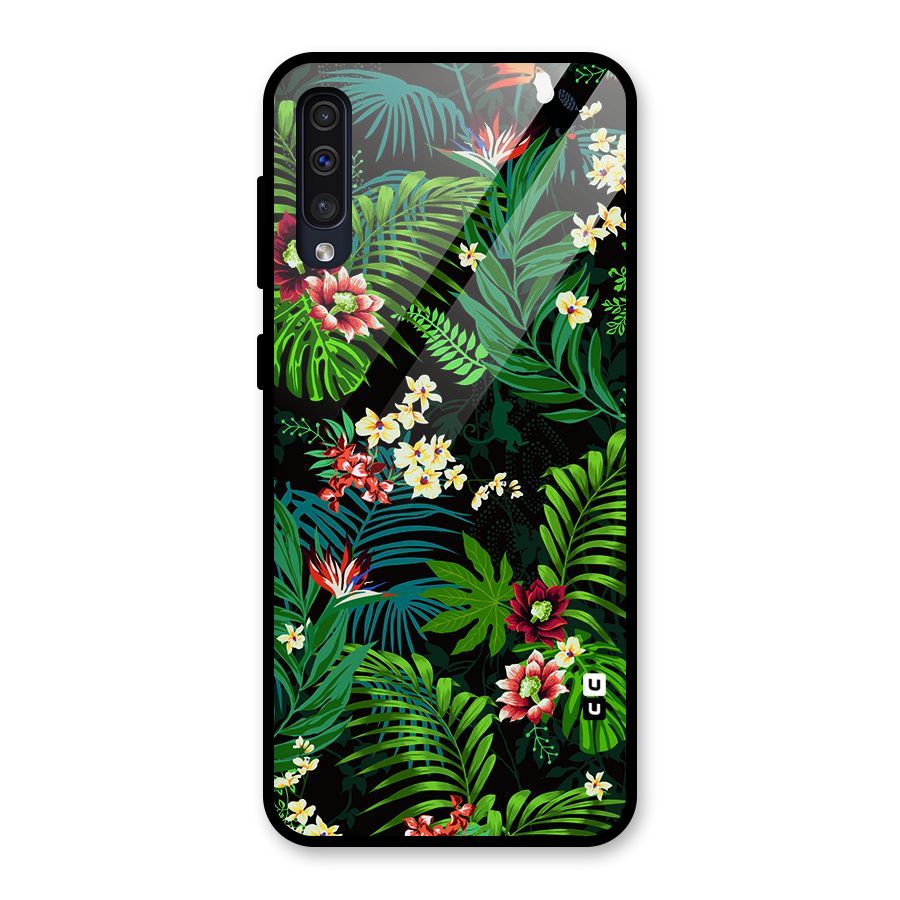 Green Leaf Design Glass Back Case for Galaxy A50