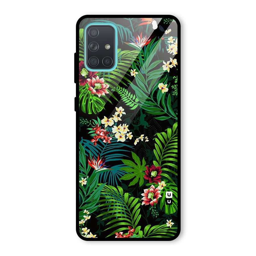 Green Leaf Design Glass Back Case for Galaxy A71