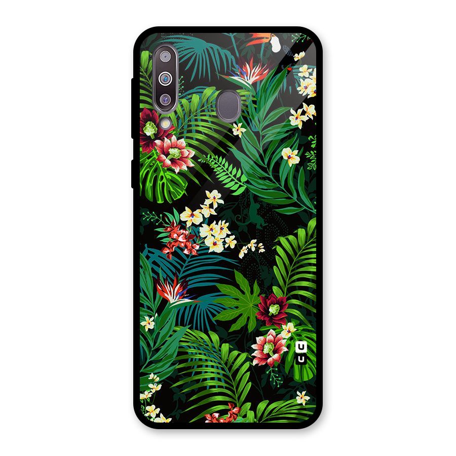 Green Leaf Design Glass Back Case for Galaxy M30